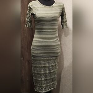 LuLaRoe Striped Short Sleeve Bodycone. Color Available:Olive.